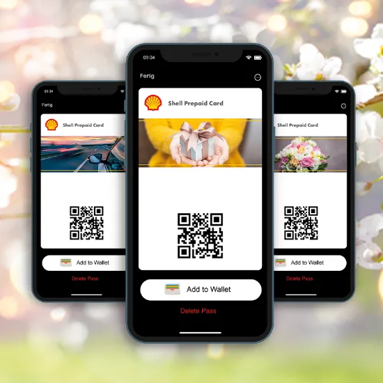 Übersichtsbild der digitalen Shell Prepaid Card Ostern 2025