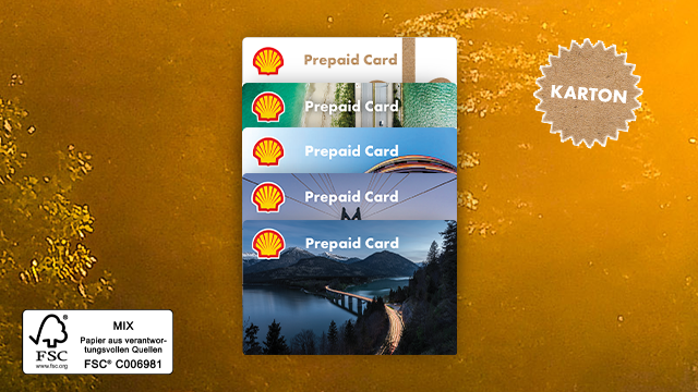 Alle Kartonkarten der Shell Prepaid Card